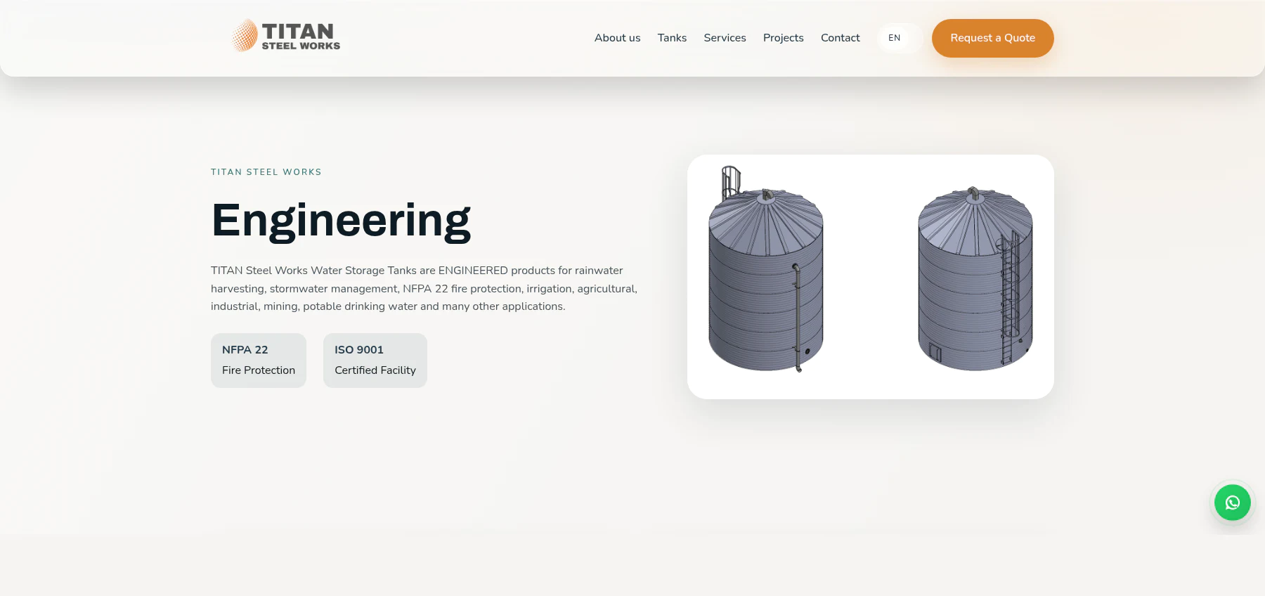 Engineering service page on TITAN Steel Works website