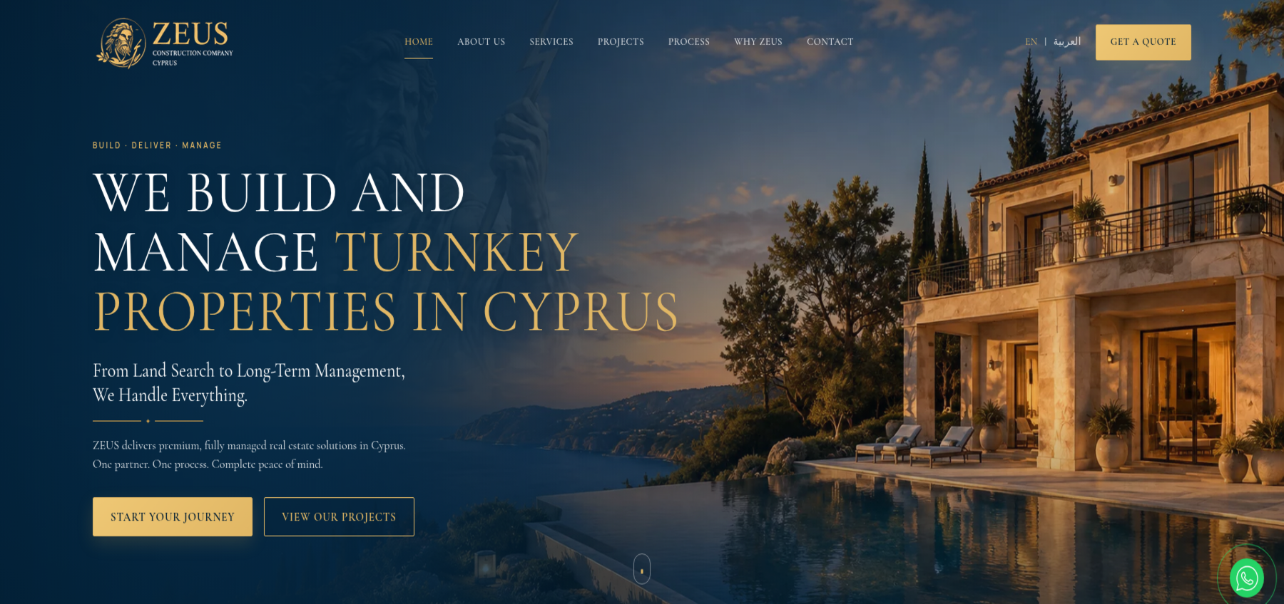 ZEUS Cyprus turnkey property development website by Newton Marketing