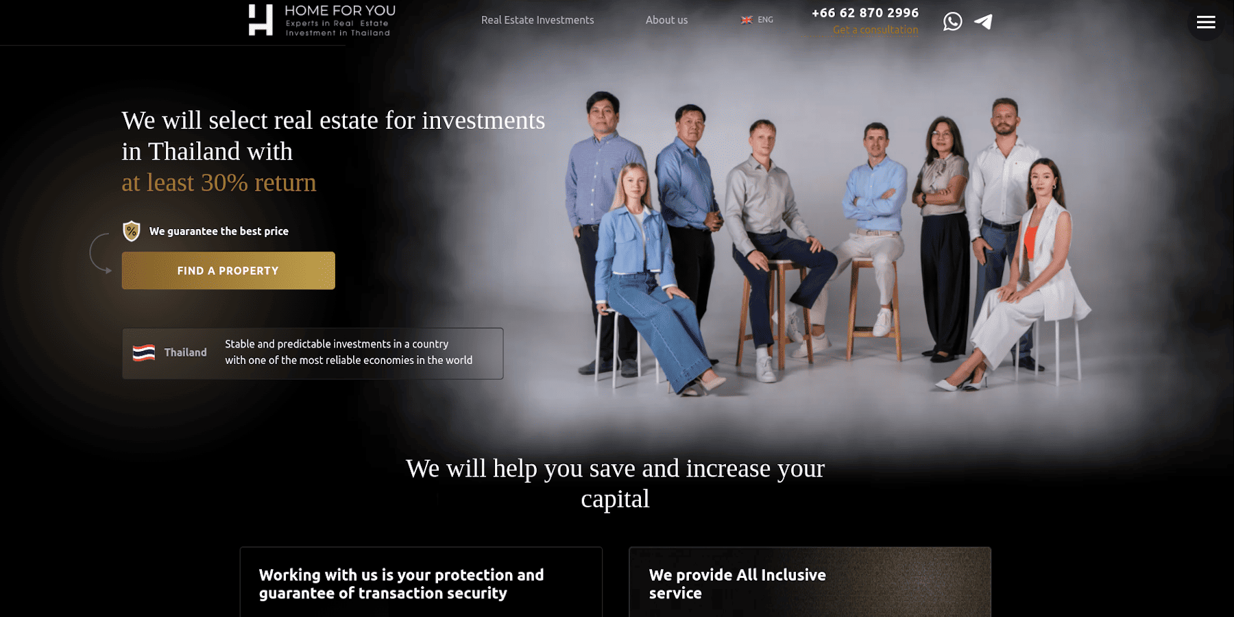 Home For You real estate landing page in Thailand